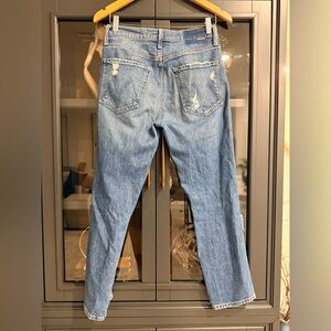 MOTHER The Tom Cat Playing with Scissors Straight Leg Blue Jeans